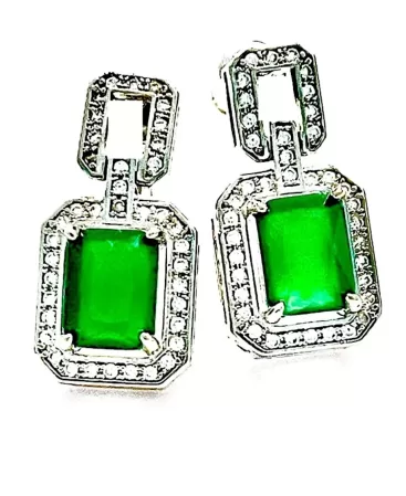 Green Zircon Dangle Drop Earrings