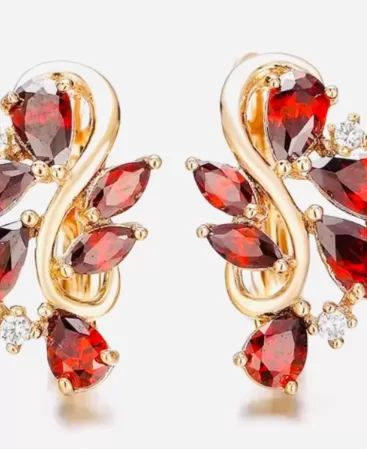 Red Zircon Water Drop Lever Back Earrings