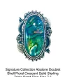 Abalone Doublet Shell Floral Crescent Solid Sterling Band Ring