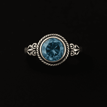 Blue Topaz Twisted Rope Bezel Solid Sterling Ring