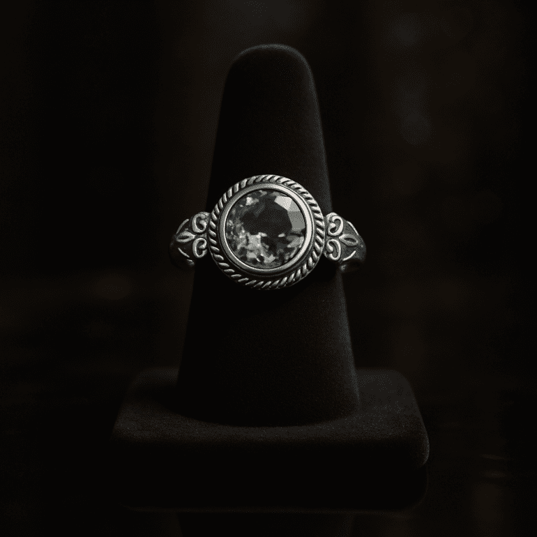 Blue Topaz Twisted Rope Bezel Solid Sterling Ring