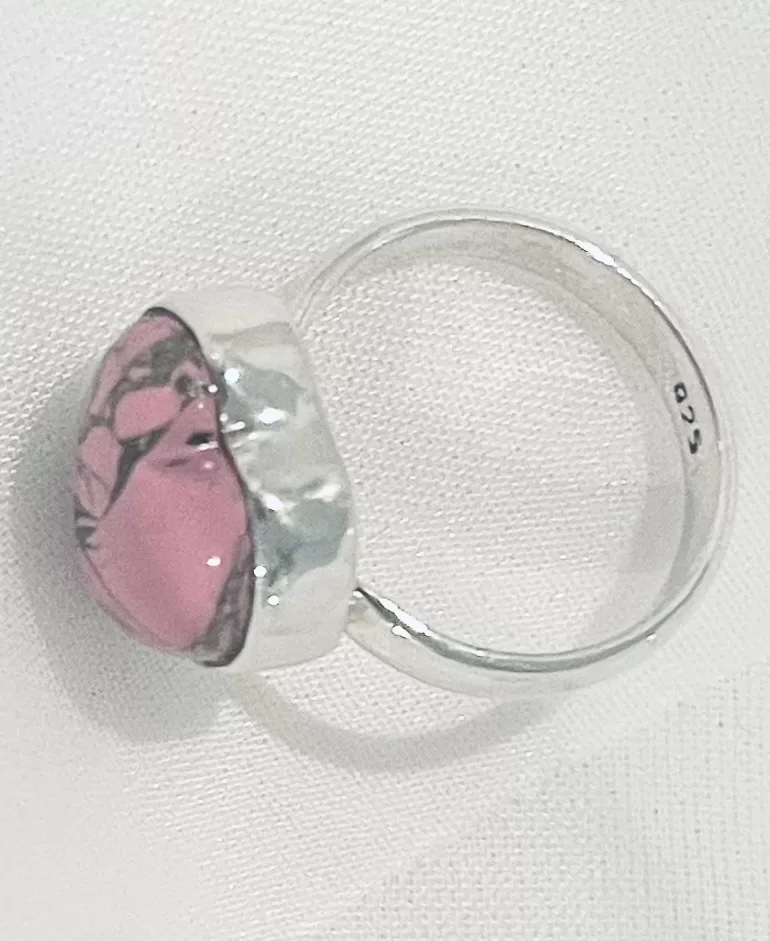 pink turquoise silver ring