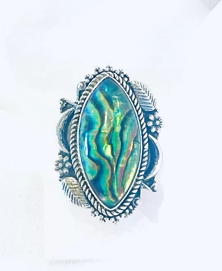 Abalone Doublet Crescent Ring