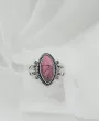 Marquise-shaped Pink Turquoise Solid Sterling Silver Ring