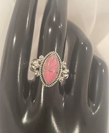 pink turquoise silver ring