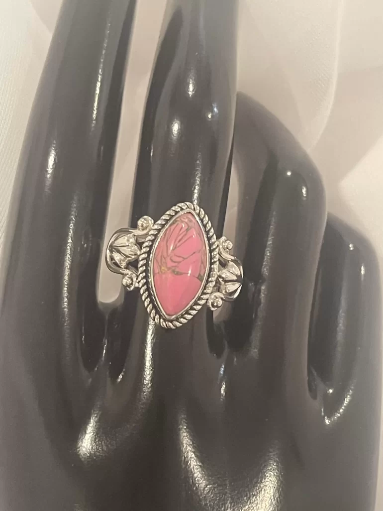 pink turquoise silver ring