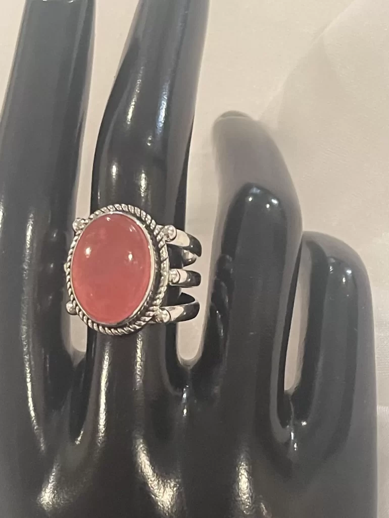 oval pink jade ring