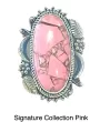 Oval Pink Turquoise Floral Crescent Ring