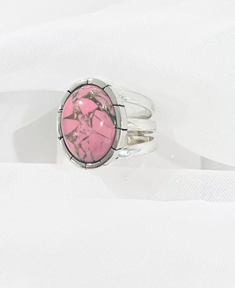 sterling silver pink turquoise ring