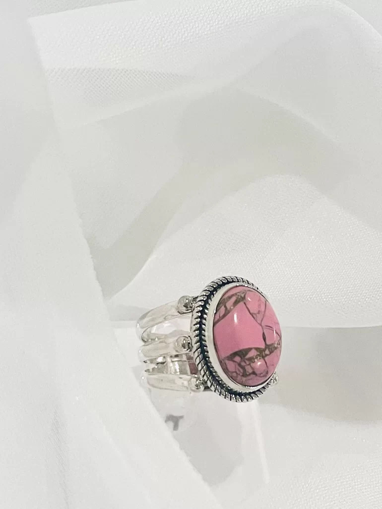 oval pink turquoise ring