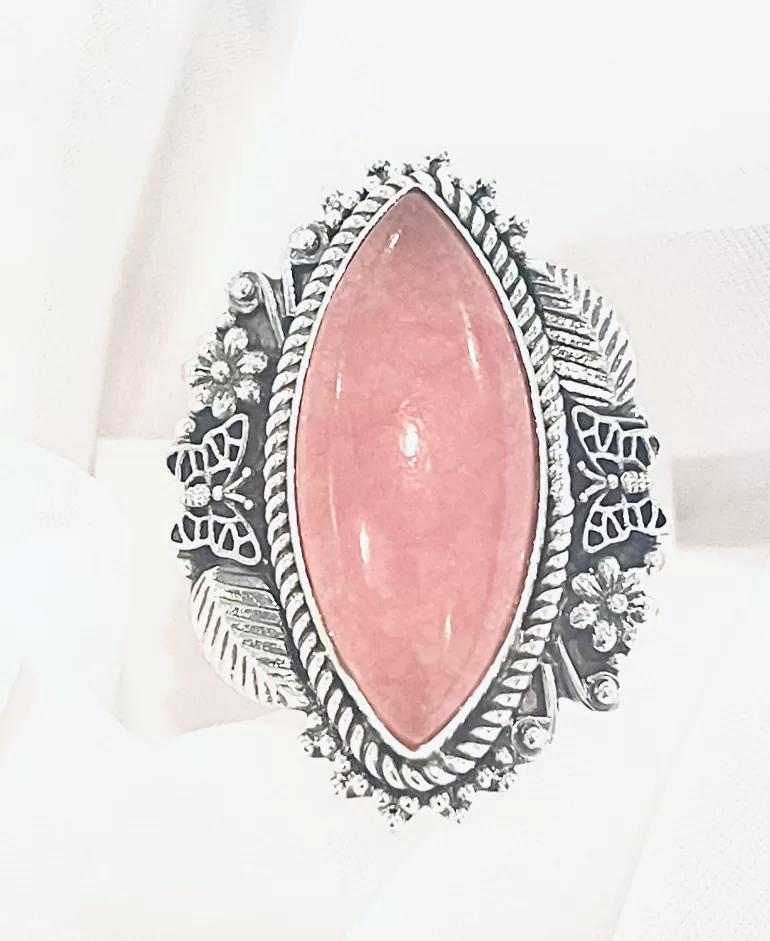 Pink Jade Butterfly Ring