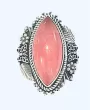 Pink Jade Sterling Silver Butterfly Floral Triple Band Ring