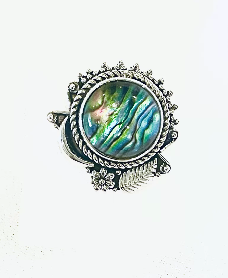 Floral Crescent Sterling Silver Ring