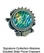 Round Abalone Doublet Shell Floral Crescent Solid Sterling Triple Band Ring