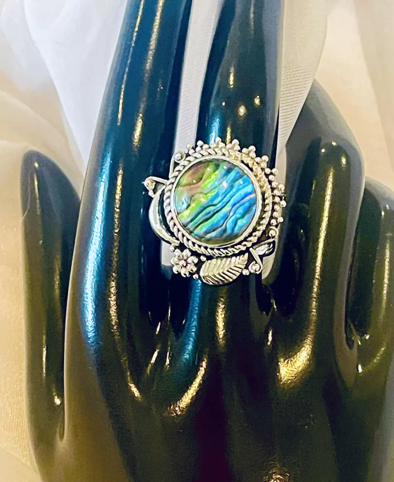 Round Abalone Doublet Shell Ring