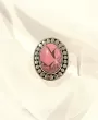 Round Pink Turquoise Solid Sterling Silver Ring