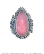 Teardrop-Shaped Pink Jade Solid Sterling Floral Butterfly Triple Band Ring