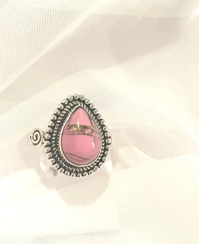 pink turquoise gemstone ring