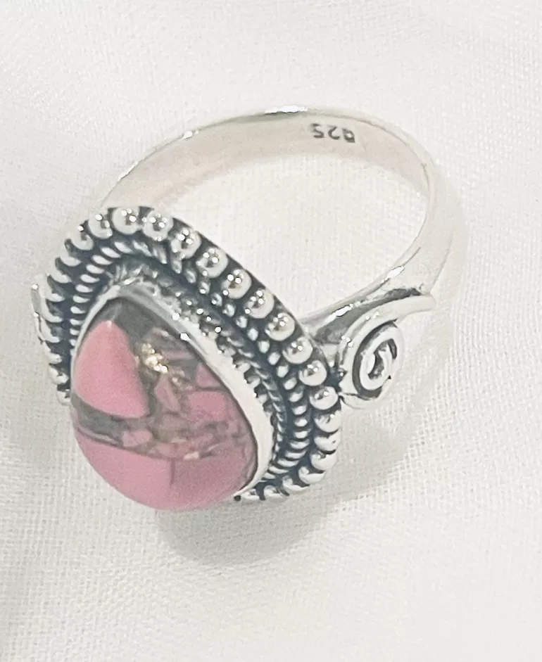 teardrop pink turquoise ring